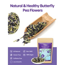 TeeLux Butterfly Pea Flower Tea, Non-GMO, Pure Natural Butterfly Pea Tea, Premium Dried Butterfly Pea Flower for Blue & Purple Drinks and Food Coloring, 1.76 Oz