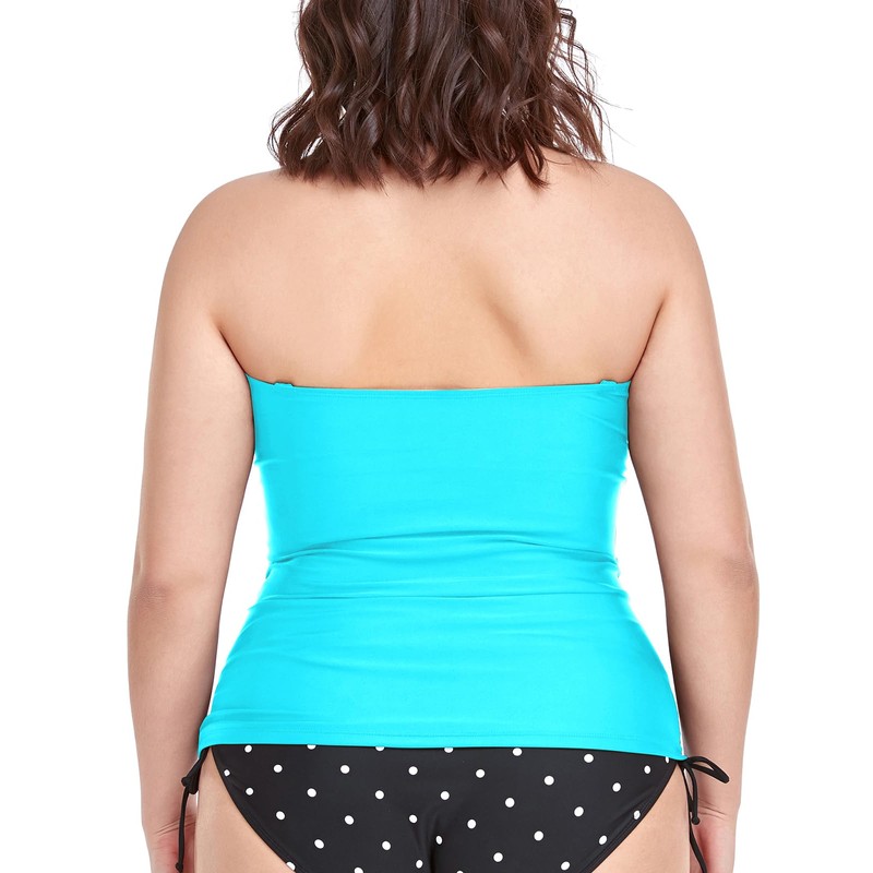 RELLECIGA - playera de tankini fruncida para mujer, Azul-cielo, XL