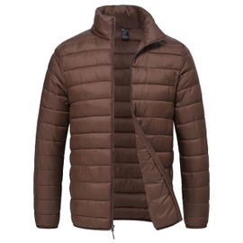 Rapoo Winter Coats for Men Puffer Down Puffy Fall Jackets Lightweight Thermal Warm Snowboard Ski Snow Jacket for Cold Weather Brown 2XL