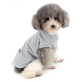 Ranphy Striped Pet Dog Shirt Cotton Doggy Clothes Cute Puppy T Shirt Pet Apparel for Small Dogs Pet Summer Vest,Gray,M