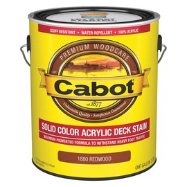 CABOT STAIN 11880 REDWOOD SOLID COLOR DECKING ACRYLIC STAIN W/ SURFACE PROTECTOR SIZE:1 GALLON.