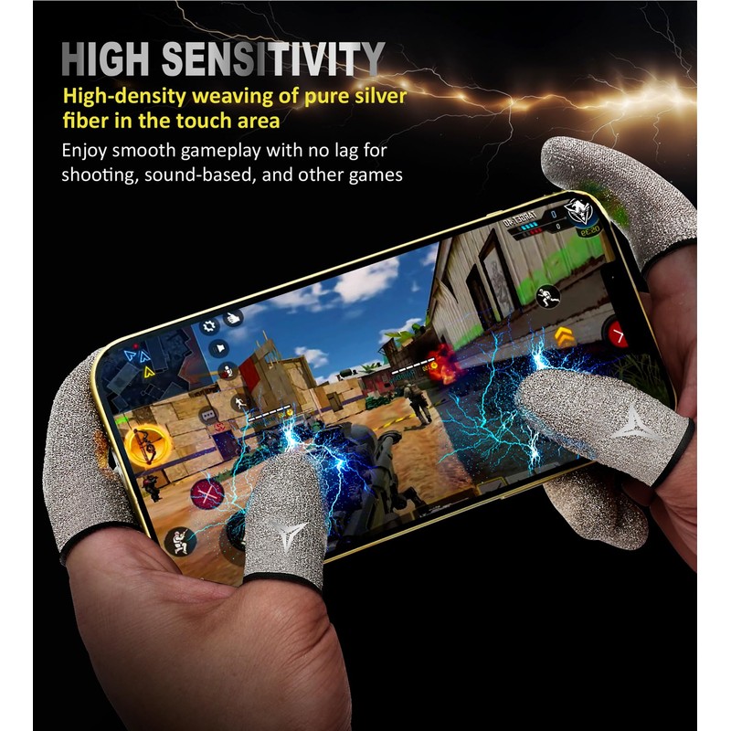 Professional Pure Silver Fiber Finger Sleeves Gloves for Mobile Gaming