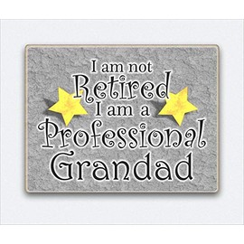 Grandad Dad Gift Fridge Magnet Wooden I'm not retired I am a professional grandad