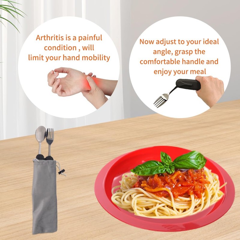 Forzaddik Adaptive Utensils Spoons Forks Set,Open Handle Design Provides Several