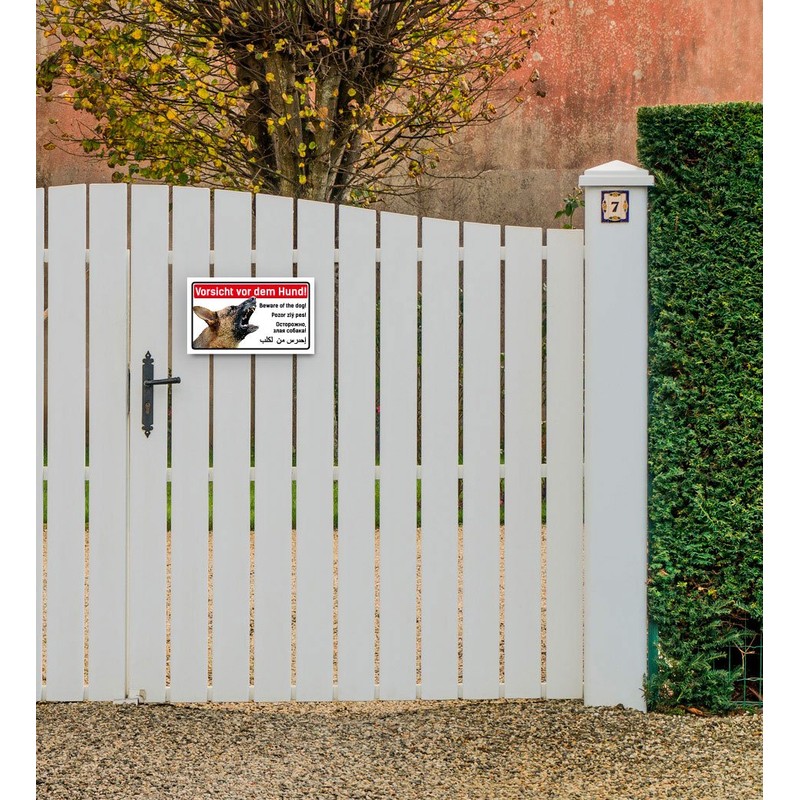 Caution Dog Sign 5 Languages 25 x 15 cm German