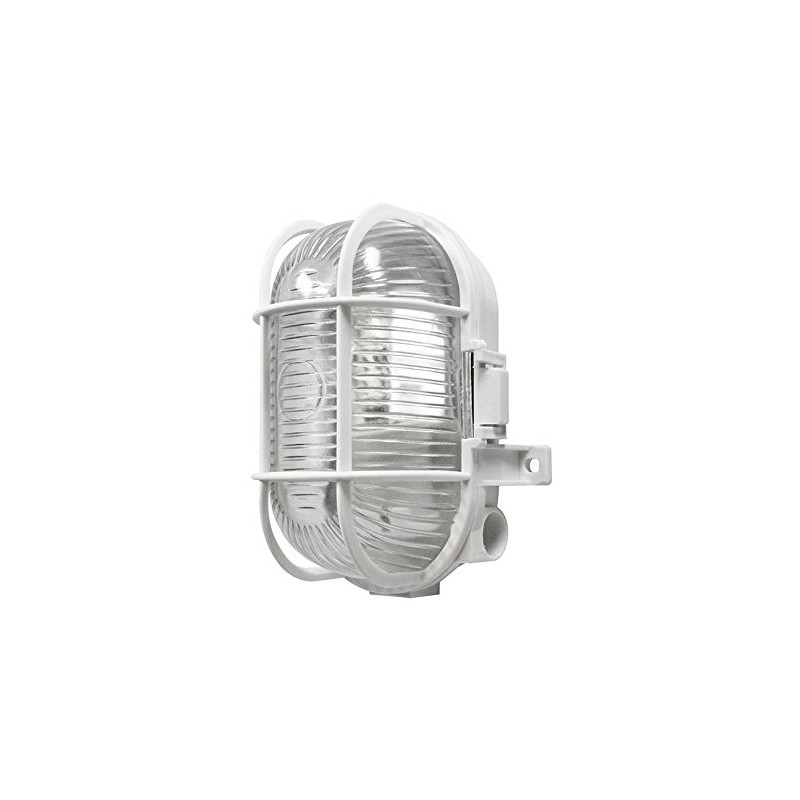 Powermaster S5880 Oval Caged Bulkhead Light, 60 W, White