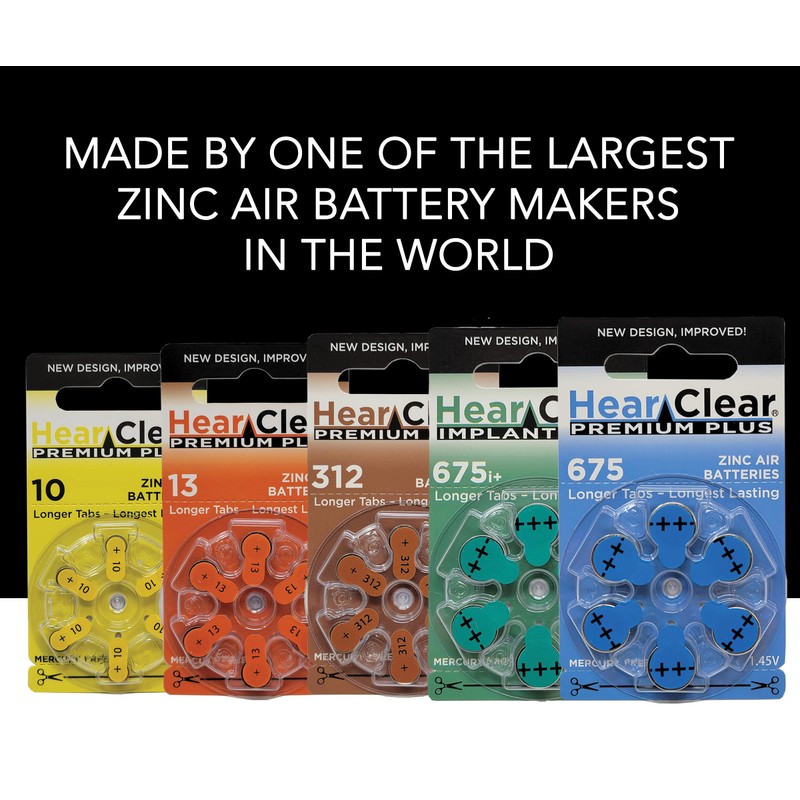 Hear Clear Size 675P Cochlear Implant Hearing Aid Batteries Green