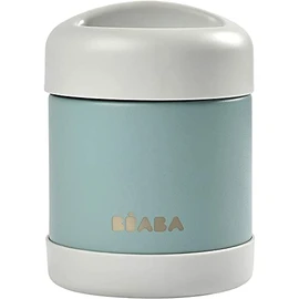 BÃABA - Thermal Meal Preservation Container - For Baby and Children - 100% Airtight - Stainless Steel - Keeps food Hot or Cold for more than 5 hours - Double layered - 300 ml - Grey/Green
