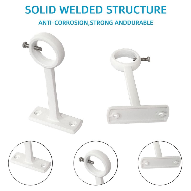 Kowibcl Curtain Brackets, 2 Pcs Ceiling & Wall Mount, White