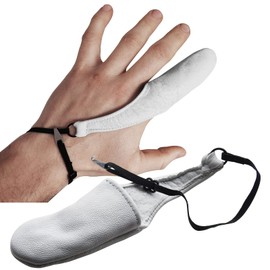 RE-GEN Leather Reusable Protective Adjustable First Aid Finger Stall Protection Cot - White (Large)
