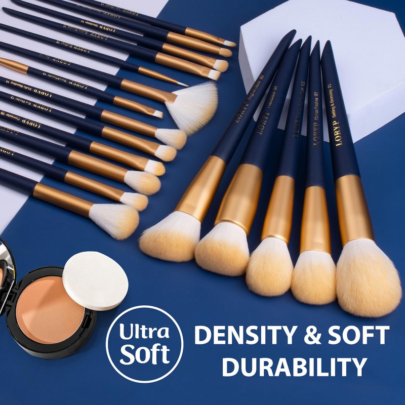 LORYP Makeup Brushes Set Labeled 18 Piece Face and Eye