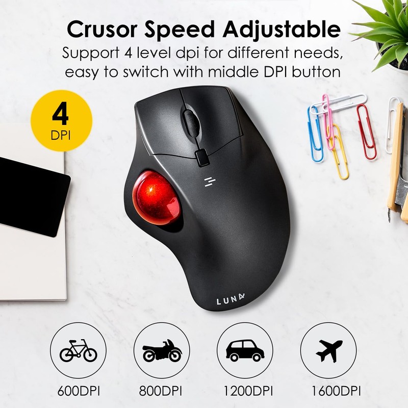 SANWA Wired Ergonomic Trackball Mouse, Optical Rollerball Mice, Programmable Silent