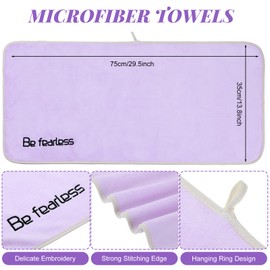 Peryiter 9 Pcs Gym Towels for Sweat 30 x 14 Inch Microfiber Sports Towel for Men Women Soft Workout Towels Absorbent Towel Be Fearless Hot Yoga Towel for Exercise Fitness Travel Bath
