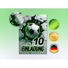 12 Invitation Cards for 10th Children's Birthday Football Children Boys Cool Colourful Invitations Tenth Birthday Invitations Kids