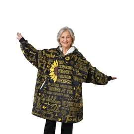 Grandma Gifts Wearable Fleece Blanket Hoodie, Super Soft Warm Cozy with Giant Pocket, Gift for Grandma on Birthday, Christmas from Granddaughter, Grandson - One Size Fits Most - Full Sunflower
