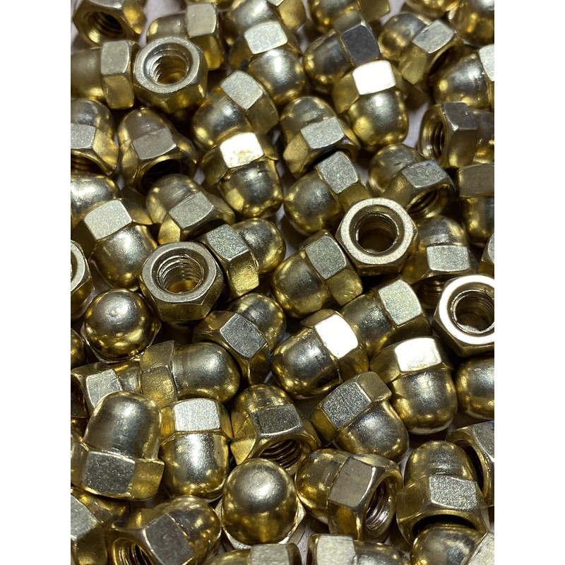 Pack of 5 Hexagonal Cap Nuts Brass M8 DIN 1587