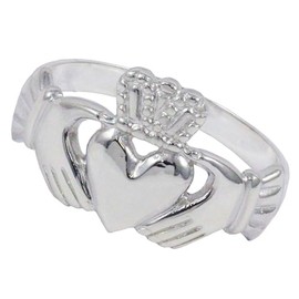Sterling Silver Heavy Weight Irish Celtic Claddagh Ring Hearts Crown Hands Size N - Z3 British Made Jewellery With Jewellery Presentation Box (Size V)