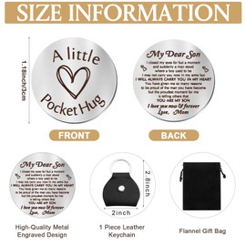 Sureio Pocket Hug Token Long Distance Relationship Keepsake Stainless Steel Double Sided Inspirational Gift with Keychain