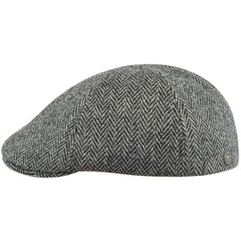 Sterkowski Rusty Cap | Harris Tweed Flat Cap for Men and Women | Derby Hat Men Irish Hat Scally Cap Mens Paperboy Hat Cabbie Hat 1920s Mens Hat Driver Cap Ivy Flat Cap Black/Gray 59 cm