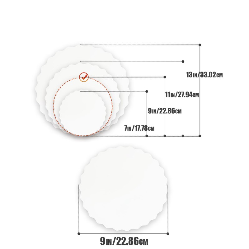 qiqee 9 Inch White Wave Cake Boards Round 15-Packs Circles