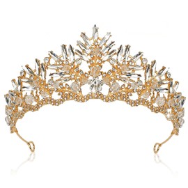 Gold Crown for Women Crystal Princess Tiaras Rhinestone Queen Headband Wedding Bridal Hair Accessories Birthday Prom Pageant Party Coming of Age Ceremony Photo Props
