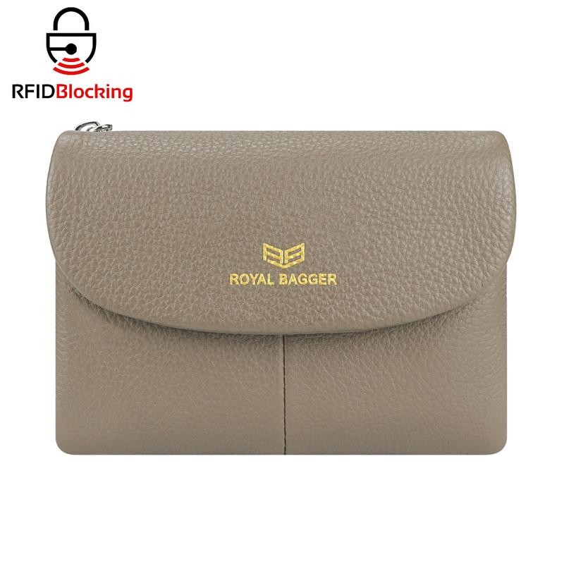 Royal Bagger RFID Blocking Women's Short Wallet Genuine Leather Multi-card