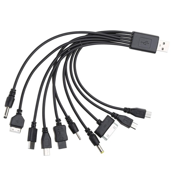 Black 10 in 1 USB Multi Charger Cables for Mobile