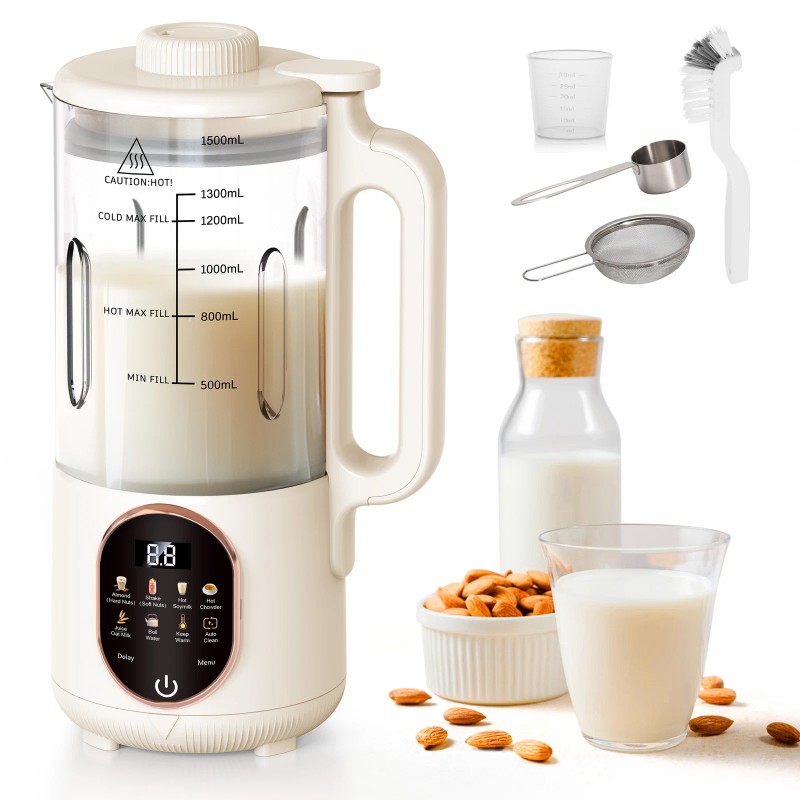 Flelano 50oz Automatic Nut Milk Maker, Homemade Hot Soy Milk