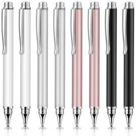 Weewooday 8 Pieces Capacitive Stylus Pens for Touch Screen, Universal Disc Stylus Pens Fine Point Stylus for Most Touch Screen Smart Devices, 4 Colors