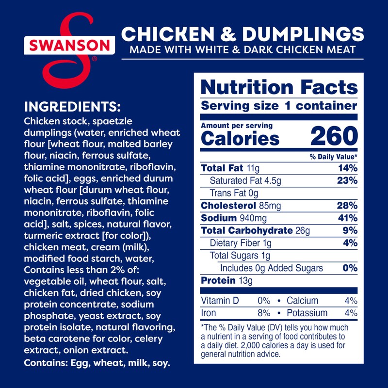 Swanson Canned Chicken and Dumplings With White and Dark Chicken