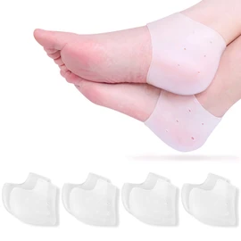 Protectores de talón de silicona, 4 pares de almohadillas de gel para prevención de ampollas, tendinitis de Aquiles, cura tacones secos agrietados insertos de fascitis plantar, copas transpirables para el dolor de talón, hombres y mujeres