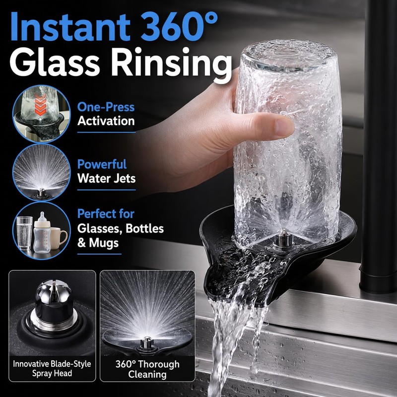 Swiwikai Kitchen Faucet with Pull Down Sprayer & Glass Rinser,