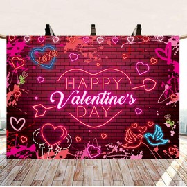 Happy Valentines Day Backdrop 8x6ft Red Glitter Heart Valentine's Day Photography Backdrop Valentine's Day Theme Party Decorations Couple Studio Portrait Pictures Shooting Props