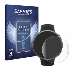 Savvies 4x Full Screen Protectors for Polar Vantage V2 Full Cover Screen Protector Film [3D Curved, Transparent, Anti-Fingerprint]