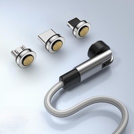 Fast Charging Rotating Magnetic Charging Cable, 7-pin 3-in-1 Magnetic Phone Data Transfer Cable, Universal Phone Accessories Smartphone Electronic Cellphone Charger - Color: SLIVER, length: 6.6 FT