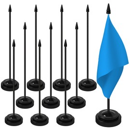 wexpw 12 Pack Mini Flag Stands Table Flag Holders 63x22mm Black Desk Flag Holders with Sticks, Holds 4x6inch Mini Stick Flags