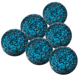 Kepfire 2.4 Inch Round Glass Sphere 6Pcs Mosaic Crackl Orbs Bowls Vases Dining Table Centerpiece Wedding Party ​Decorative - Blue