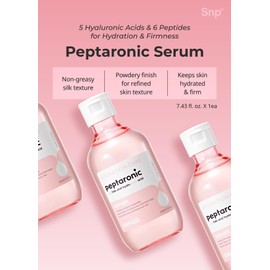 Snp 6 Peptides + 5 Hyaluronic Acid Face Serum | Firming, Soothing & Moisturizing Korean Skincare for Dry Skin | Lightweight & Non-Sticky Serum for Sensitive Skin | 7.43 fl oz