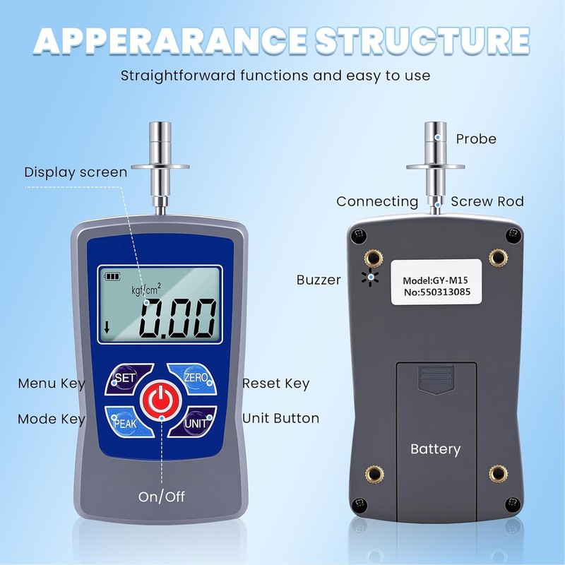 NEWTRY Digital Fruit Penetrometer Handheld Hardness Tester with Pressure Foot