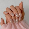 SXVME Uñas postizas acrílicas naturales con pegamento para mujer, uñas