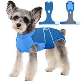Kuoser Dog Recovery Suit Female, Dog Surgery Suit Male Neuter, Dog Body Suits After Surgery Anti Licking Pet Surgical Suit for Abdominal Wounds Skin Disease, Soft Dog Onesie Substitute Cone, Blue XS