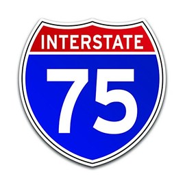 Interstate 75 Sign Decal Sticker 2-Pack | 4-Inches By 4-Inches | Premium Quality Vinyl Sticker | UV Protective Laminate | PD1081