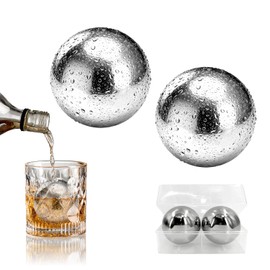 Reusable Stainless Steel Ice Cubes - 2 XL 55mm Cooling Balls