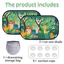 GOZINA 2PCS Static Cling Car Window Shades for Baby, UV Sun Protection Sun Shade for Baby, Side Rear Car Sunshades, Cute Pattern, Universal Size 20.08'' x 12.2''