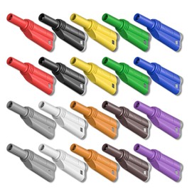 Goupchn 4mm Stackable Shrouded Banana Plugs Safety Fully Insulated Solderless Screw Fixation DIY Connectors 20PCS Ten Colors