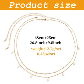 Pack of 2 Gold Belly Chain, Waist Chain, Chain Waist Beads, Belly Chains Bikini, Bikini Tassels, Boho Women, for Golden Body Chain, Pearl Body Chain, xianshi Layered Pearl Waist Chain