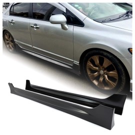 JMTAAT Side Skirts Extension Replacement Compatible with 2006-2011 Honda Civic 4 Door Sedan Black Bottom Side Line Rocker Panels Guard Body Kit RR Style