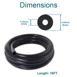 GEPHYNM Vacuum Hose Automotive, 10 FT 1/8 Inch ID Vacuum Line, 130PSI Max Pressure Vacuum Lines Automotive, Silicone Vacuum Line with 10PCS Clamps