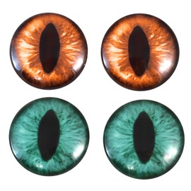 40mm Amber and Teal Cat or Dragon Eyes 2 Pair Bundle Large Fantasy Faux Taxidermy Art Jewelry Supply Wire Wrap Jewelry Felt Creature Craft Sculpture