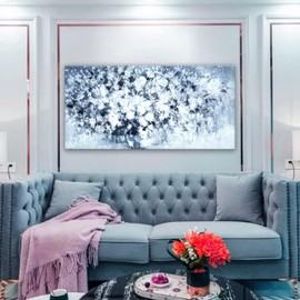 Canvas Wall Art Decor Modern Pictures Wall Decor Textured Wall Art Prints White and Blue Flower Wall Decor Artwork for Walls Botanical Wall Art Bedroom For Room Living Room Office Wall Decor 20x40 Inch